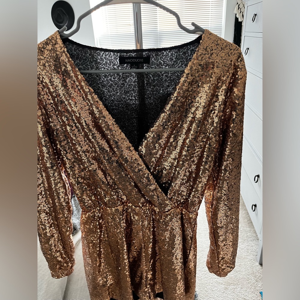 Gold glitter sequin romper